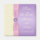 ラベンダー、ピンクおよびアイボリー結婚式の引き出物磁石 マグネット (正面)