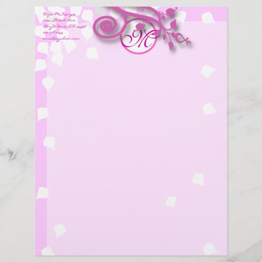 ラベンダー、ピンクとラズベリーのモノグラムのレターヘッドラベンダー レターヘッド (正面)
