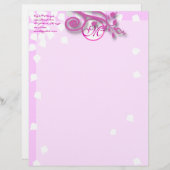 ラベンダー、ピンクとラズベリーのモノグラムのレターヘッドラベンダー レターヘッド (正面/裏面)