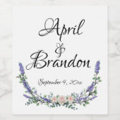 ラベンダー、ピンクのバラ、ユーカリ | ロマンチック ワインラベル (シングルラベル)