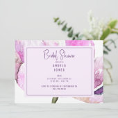 ラベンダー＆ピンクの水彩花 招待状 (スタンド正面)