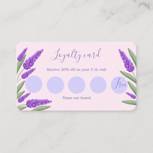 ラベンダー、ピンクの背景ロイヤリティカード ロイヤリティカード (正面)
