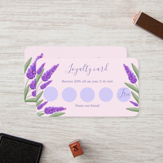 ラベンダー、ピンクの背景ロイヤリティカード ロイヤリティカード (正面/裏面インサイチュ)