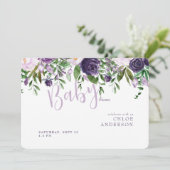 ラベンダー&ピンクフローラベビーガールシャワー招待状 招待状 (スタンド正面)