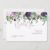 ラベンダー&ピンクフローラベビーガールシャワー招待状 招待状 (正面)