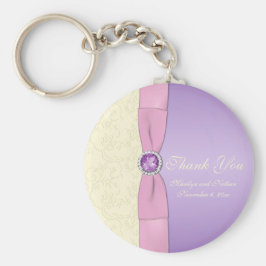 ラベンダー、ピンク、およびアイボリーキーチェーン キーホルダー