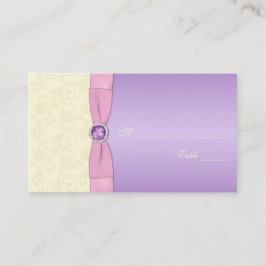 ラベンダー、ピンク、およびアイボリープレイスカード プレイスカード