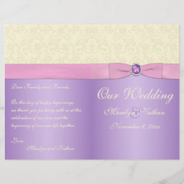 ラベンダー、ピンク、およびアイボリー結婚式 プログラム