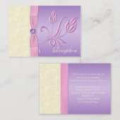 ラベンダー、ピンク、アイボリーの受付カード エンクロージャーカード (正面/裏面)