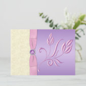 ラベンダー、ピンク、アイボリーの結婚式招待状 招待状 (スタンド正面)