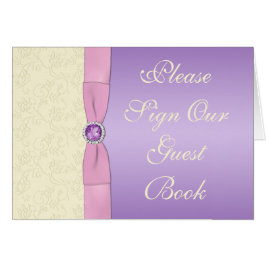 ラベンダー、ピンク、アイボリー披露宴テーブルカード