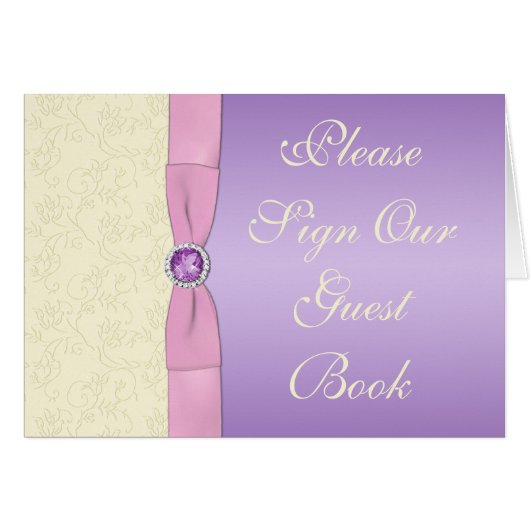 ラベンダー、ピンク、アイボリー披露宴テーブルカード (正面横)