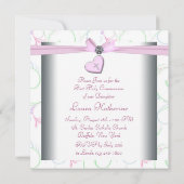 ラベンダー ピンク ハート ピンク 十字架 初領聖体 招待状 (裏面)