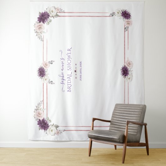 ラベンダー ピンク ホワイト フローラル ウェディング フォトブース タペストリー (インサイチュ)