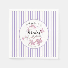 ラベンダー ピンク ライラック ストライプ ブライダル シャワー スタンダードカクテルナプキン
