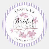 ラベンダー ピンク リラックマ ストライプ ブライダル シャワー ラウンドシール (正面)