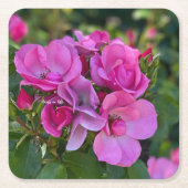 ラベンダー ピンク ローズ スクエアペーパーコースター (正面)