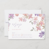 ラベンダー ピンク ワイルドフラワー 水彩 結婚式 RSVP (正面)