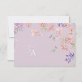 ラベンダー ピンク ワイルドフラワー 水彩 結婚式 RSVP (裏面)