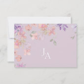 ラベンダー ピンク 幻想的な野の花の結婚式 サンキューカード (裏面)