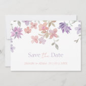 ラベンダー ピンク 幻想的な野の花の結婚式 セーブザデート (正面)