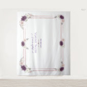 ラベンダー ピンク 白 花のウェディング フォトブース タペストリー (正面)