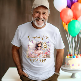 ラベンダー・フェアリー・ワイルドフラワー 誕生日少女のおじいちゃん Tシャツ
