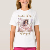 ラベンダー・フェアリー　誕生日ガールの野生の花の従姉妹 Tシャツ (正面)
