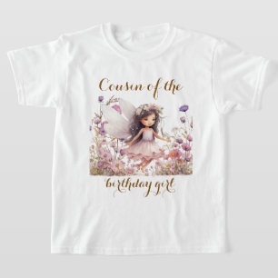 ラベンダー・フェアリー 誕生日ガールの野生の花の従姉妹 Tシャツ