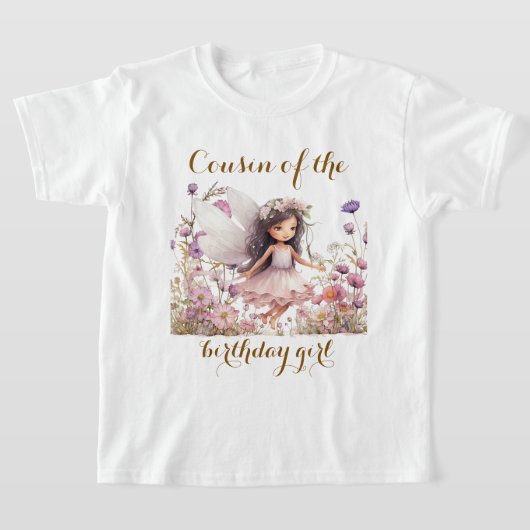 ラベンダー・フェアリー　誕生日ガールの野生の花の従姉妹 Tシャツ (レイダウン)