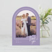 ラベンダー フォト ウェディング サンクス カード (スタンド正面)
