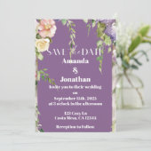 ラベンダー フラワーの結婚式 Save the Date カード (スタンド正面)