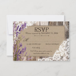 ラベンダー フラワーズ ウッドレース ラスティック RSVP カード