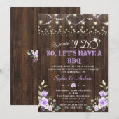 ラベンダー フラワーズ バーン ウッド アフター I DO BBQ 招待状 (正面/裏面)