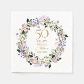ラベンダー フラワーリース 50周年 結婚記念日 スタンダードカクテルナプキン (正面)