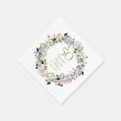 ラベンダー フラワーリース 50周年 結婚記念日 スタンダードカクテルナプキン (角)