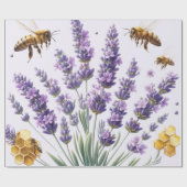 ラベンダー フラワール ウォーターカラー ラッピングペーパー (フラット)