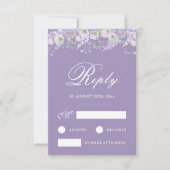 ラベンダー フラワー ウェディング RSVP カード (正面)