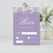 ラベンダー フラワー ウェディング RSVP カード (スタンド正面)