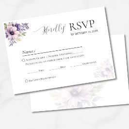 ラベンダー フラワー ウェディング RSVP カード | エレガントな RSVP