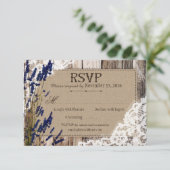 ラベンダー フラワー ウッドレース ラスティック RSVP カード (スタンド正面)