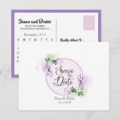 ラベンダー フラワー セーブ・ザ・デート 招待状 (正面/裏面)