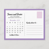 ラベンダー フラワー セーブ・ザ・デート 招待状 (裏面)