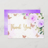 ラベンダー フラワー バタフライ ベイビー シャワー サンクス (正面/裏面)