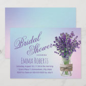 ラベンダー フラワー メイソンジャー パステル ブライダル シャワー 招待状 (正面/裏面)