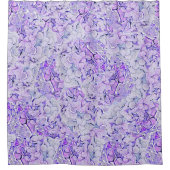 ラベンダー、フローラにゴージャスなアジサイ柄 シャワーカーテン (正面)