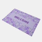 ラベンダー、フローラにゴージャスなアジサイ柄 ドアマット (アングル)