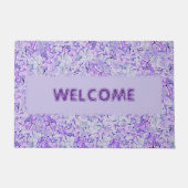 ラベンダー、フローラにゴージャスなアジサイ柄 ドアマット (正面)