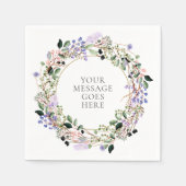 ラベンダー フローラル グリーン フォリアージ ガーランド スタンダードカクテルナプキン (正面)