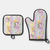 ラベンダー フローラル ストライプ 鍋つかみ&鍋敷きセット (正面)